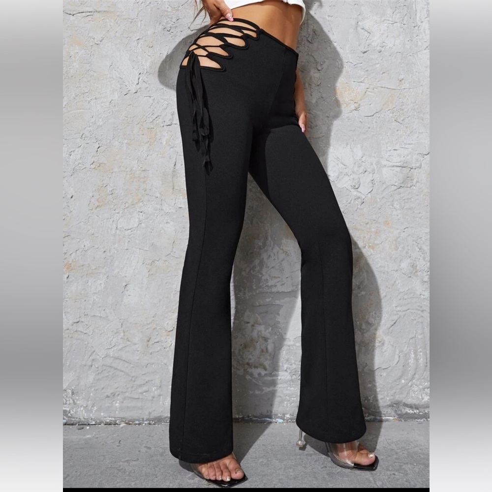 Lace up flare pants